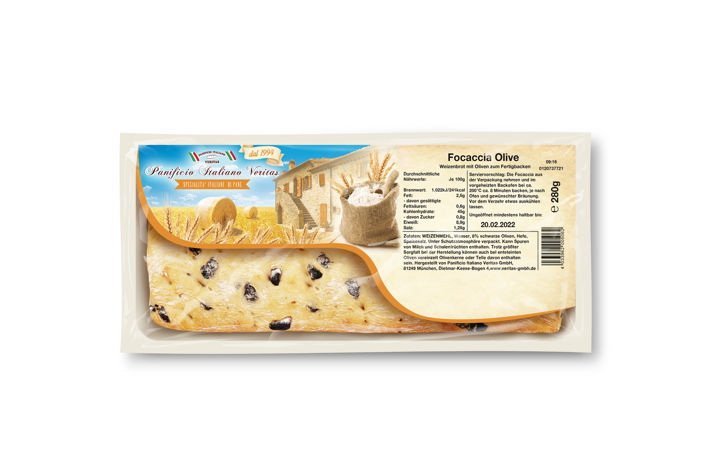 Focaccia Olive 280g - 9er Pack