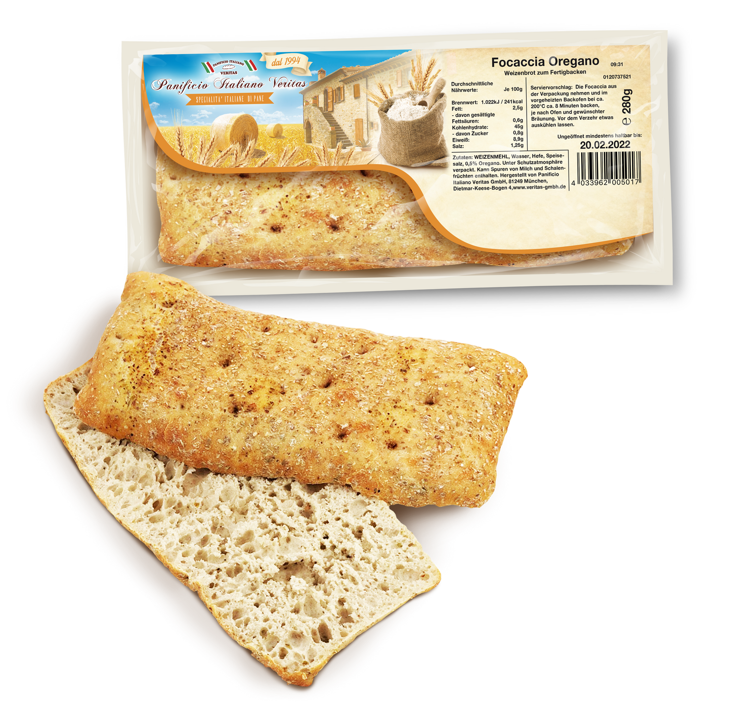 Focaccia Oregano 280g - 9er Pack