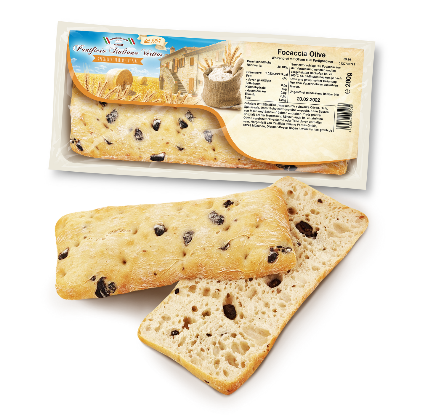 Focaccia Olive 280g - 9er Pack