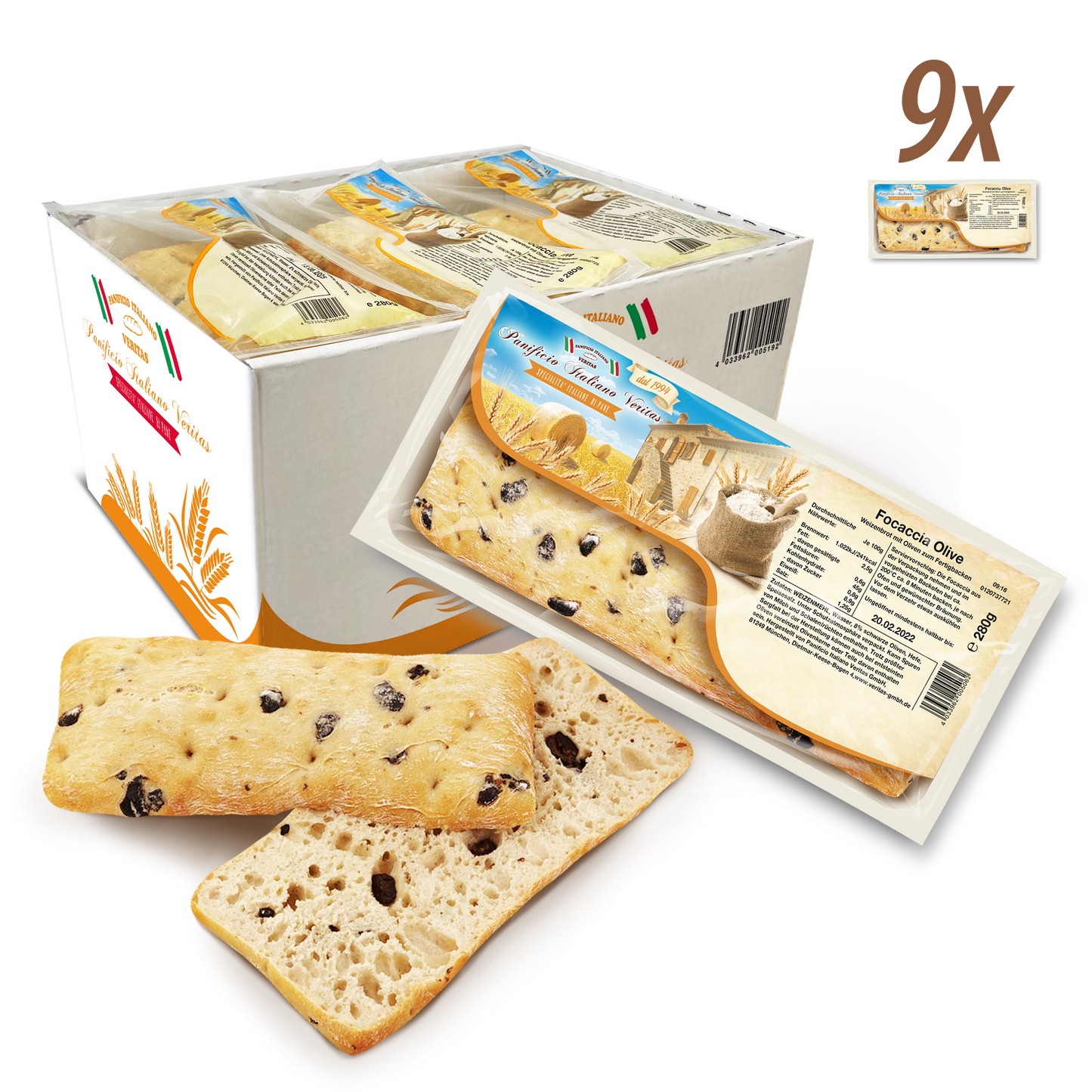 Focaccia Olive 280g - 9er Pack