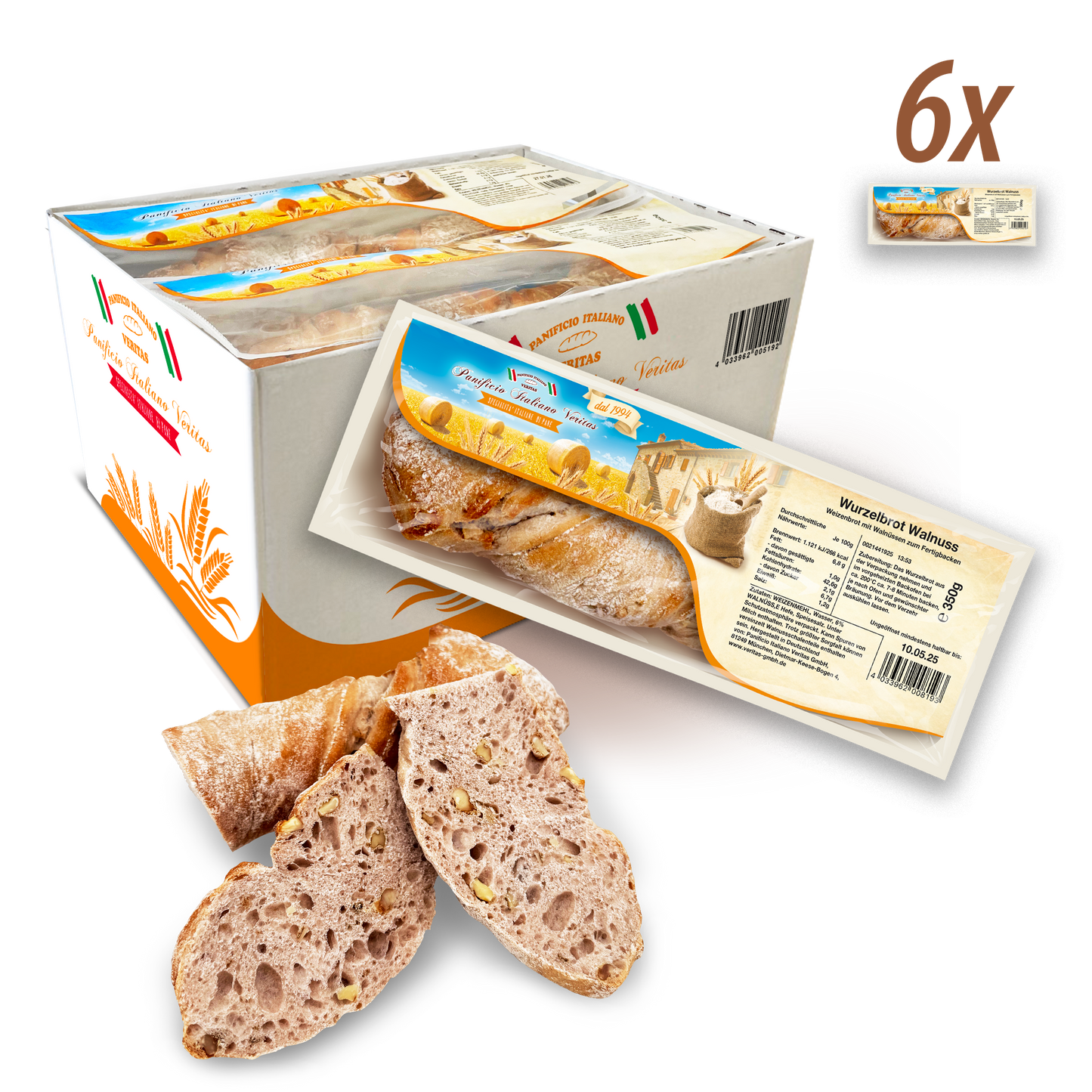 Wurzelbrot Walnuss 350g - 6er Pack